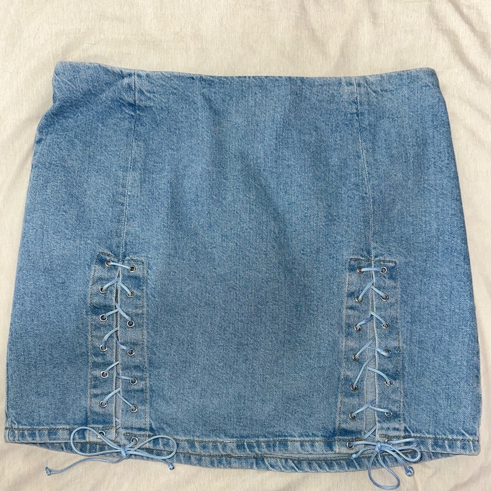 BGE Urban Outfitters Lace Up Denim Mini Skirt